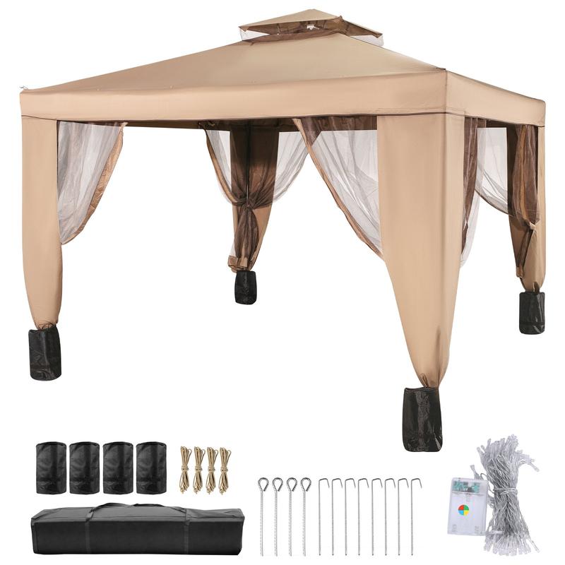 VEVOR Outdoor Canopy Gazebo Tent, Portable Canopy Shelter with Large Shade Space,  Mosquito Netting & 4 Sandbags for Party, Backyard, Patio Lawn and Garden