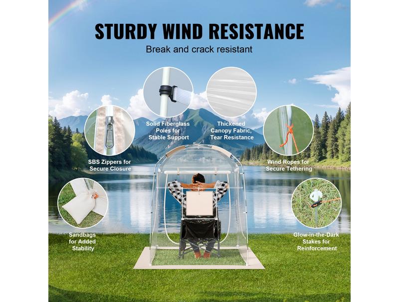 VEVOR Sports Tent Instant Tent Shelter Weather Proof 1 Person Clear Bubble Tent