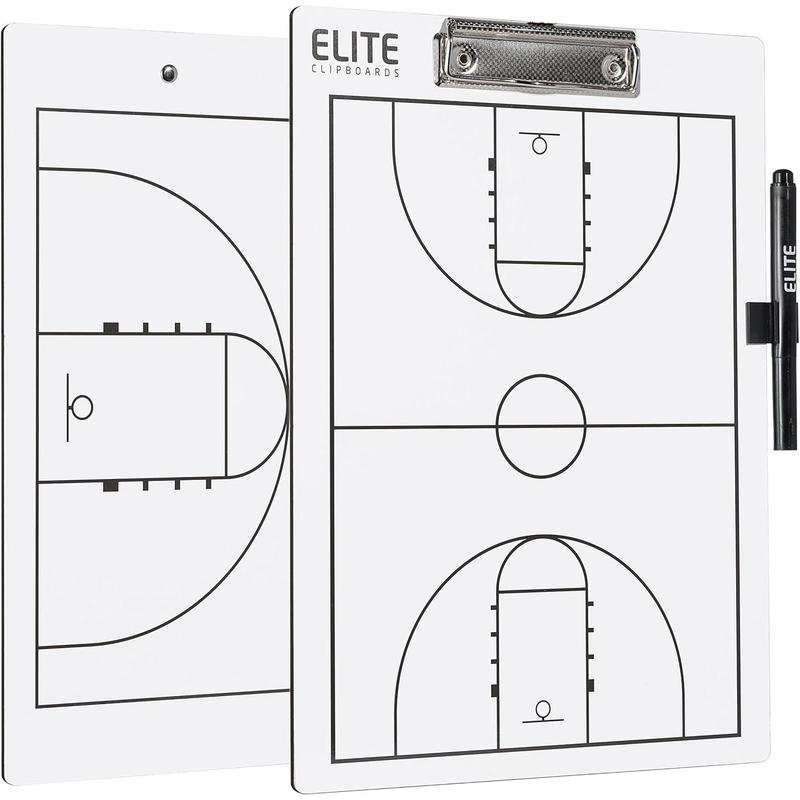 Basketball White Dry Erase Coaches Clipboard | Double-Side Basketball Coaching Whiteboard with Marker