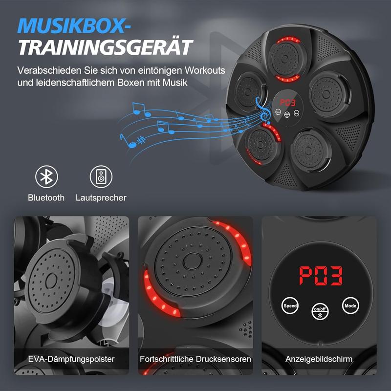 Music Boxing Machine, Wall Mounted Music with Boxing Gloves, Rechargeable Boxing Training Equipment, Smart Bluetooth Machine for Home, Indoor and Gym