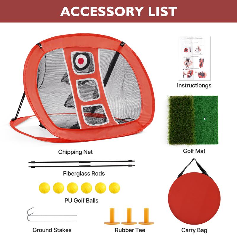 Golf Chipping Net, Portable Golf Net, Golf Practice Net Target with Mat and Balls, Golf Stuff Training Accessories for Backyard, Outdoor & Indoor Golf Games for Chipping Accuracy & Swing Practice