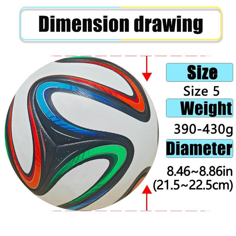 Size 5 Soccer Ball, Seamless Wear-resistant High Elasticity Football, Professional Football Training Ball for Adults & Teens