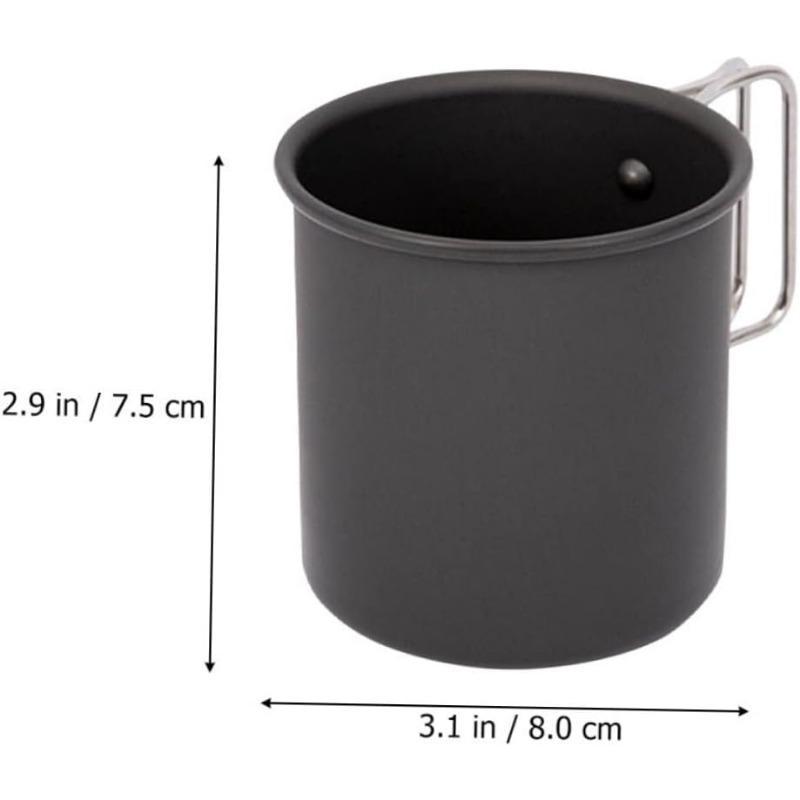 Portable Folding Water Cup, 1 Count Stainless Steel Coffee Cup with Handle, Camping Kitchenware for Outdoor Camping Hiking