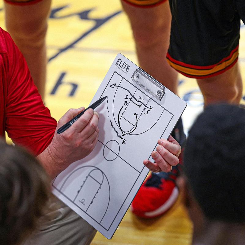 Basketball White Dry Erase Coaches Clipboard | Double-Side Basketball Coaching Whiteboard with Marker