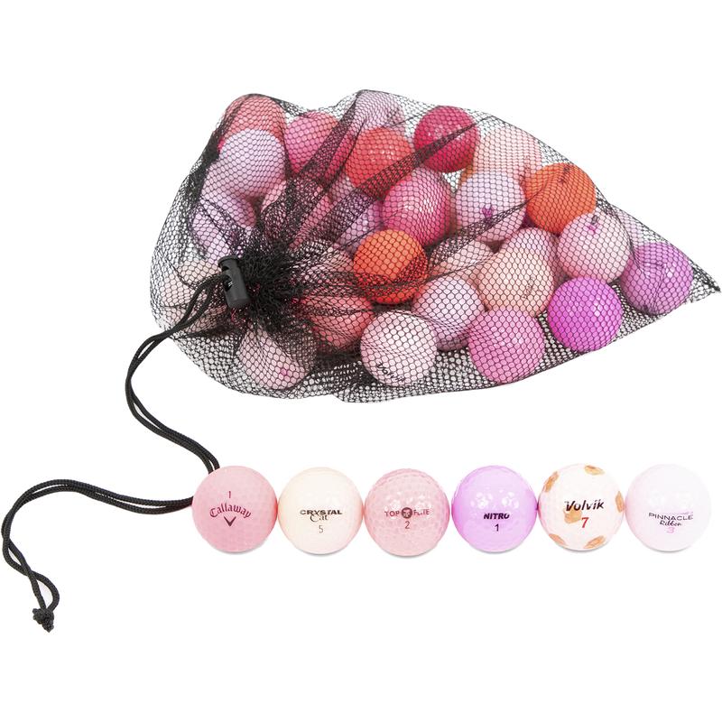 48 Pink Color Golf Ball Mesh Bag Mix - Includes Different Brands