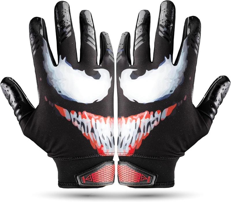 Villain Football Gloves - Enhanced Grip, Lightweight Performance Gloves for Receiver & Lineman -  for Youth & Adults in All Weather Conditions (Multiple Colors & Sizes) (Adult Sizes)