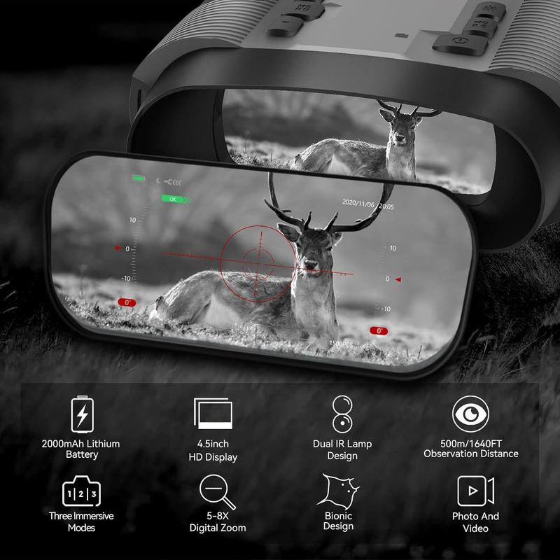 ACPOTEL Night Vision Binoculars - 3'' Large Screen Infrared Goggles 1280*HD with 32GB Memory Card & Rechargeable Lithium Battery