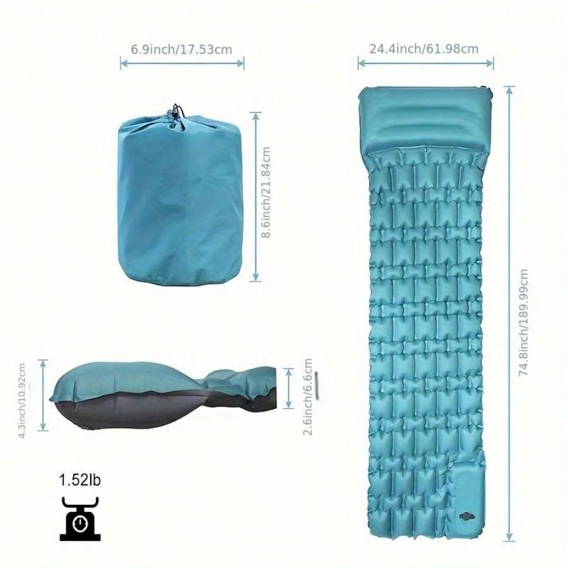 Extra Thickness Inflatable Sleeping Pad With Built-In Pump, Most Comfortable Camping Mattress For Backpacking, Car Traveling And Hiking, Compact And Lightweight