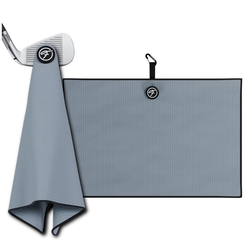 Fore Show Grey Magnetic Golf Towel Waffle Microfiber with Magnet for Golf Bags, Carts & Clubs - 24” x 16” Magnetic Golf Towel for Men Cool Golf Accessory Golf Towel Magnet