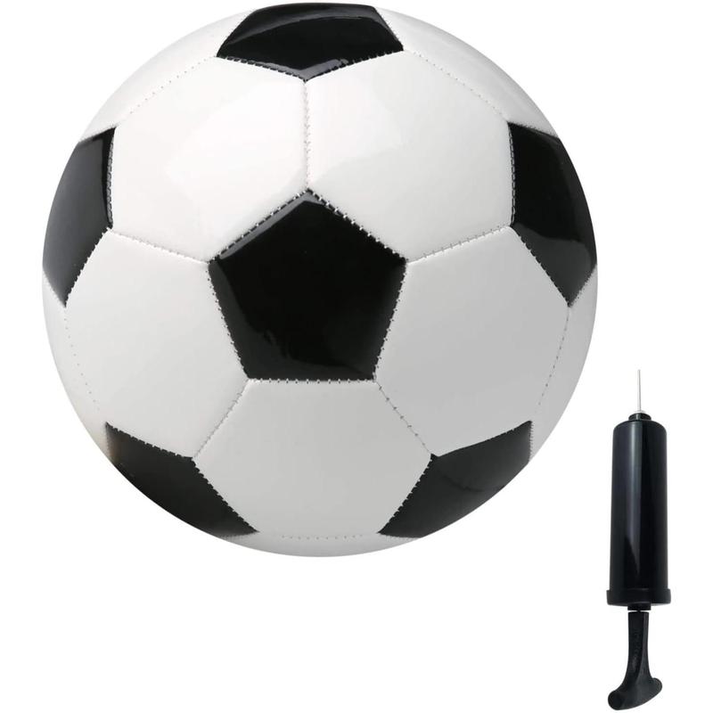 Soccer Ball Size 2,3,4,5 with Pump Needle Classic White Black Thicker PU Tight Weaved Suitable for Youth Boy League Game Trainning Practice or Gift