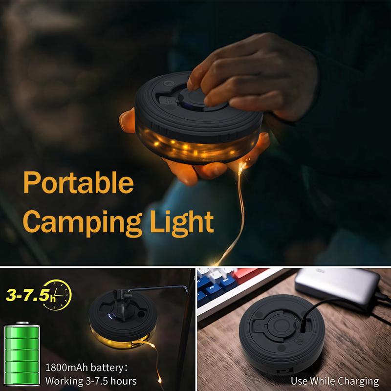 32.8 FT Retractable String Lights 4 in 1 Rechargeable Outdoor Camping String light with 8 Lighting Modes for Halloween Holiday Christmas Decoration