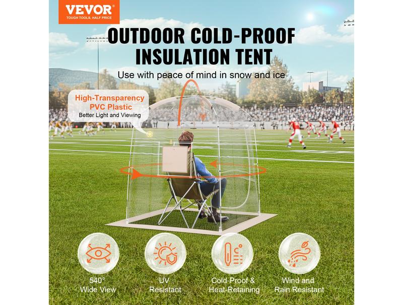 VEVOR Sports Tent Instant Tent Shelter Weather Proof 1 Person Clear Bubble Tent