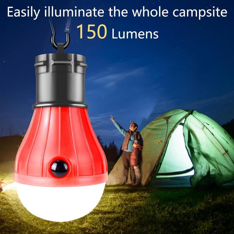 PEMOTech Camping Lights 4 Pack, 4 Lighting Modes LED Camping Lantern Bulbs with Clip Hooks