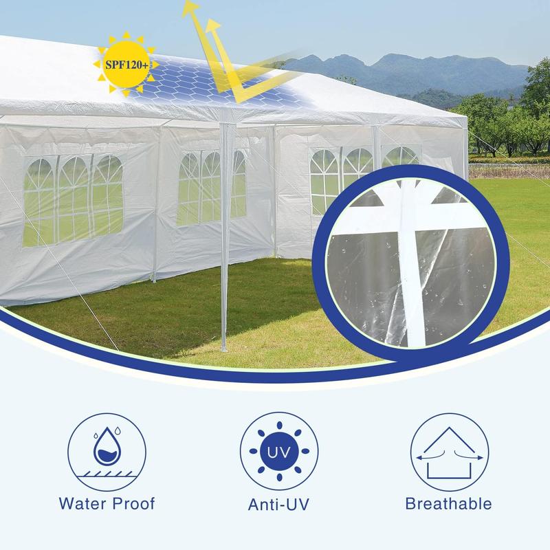 Canopy Tent, 10'x20' Patio Gazebo,Wedding Party Tent,Heavy Duty Canopy Pavilion with 4 Removable Sidewalls for Outdoor Backyard Wedding BBQ Camping(White)