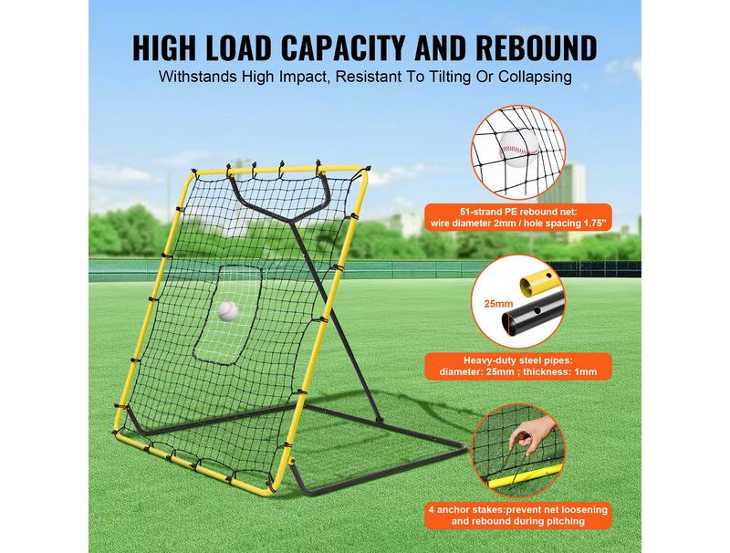 VEVOR Baseball & Softball Rebounder Net 4x4.5 Ft, Adjustable Pitch Back