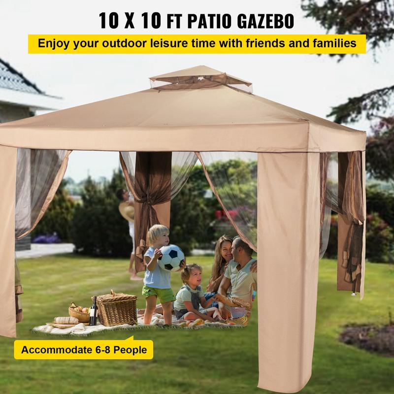 VEVOR Outdoor Canopy Gazebo Tent, Portable Canopy Shelter with Large Shade Space,  Mosquito Netting & 4 Sandbags for Party, Backyard, Patio Lawn and Garden