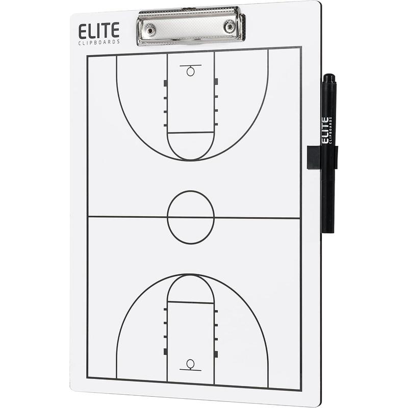 Basketball White Dry Erase Coaches Clipboard | Double-Side Basketball Coaching Whiteboard with Marker