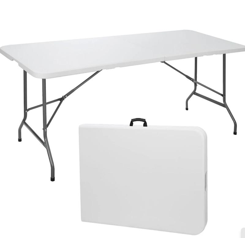 6FT Plastic Folding Table Portable Dining Picnic Party Table w  Carrying Handle