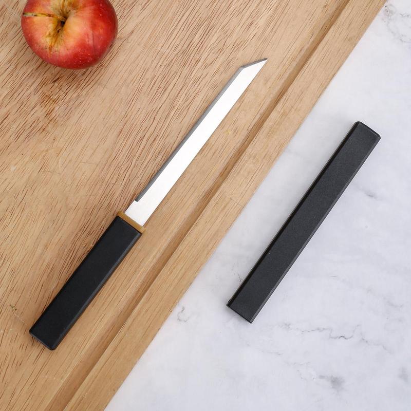 Stainless Steel Fruit Knife with Cover, 1 Count Portable Knife for Outdoor Camping & Barbecue, Multifunctional Knife for Home Kitchen