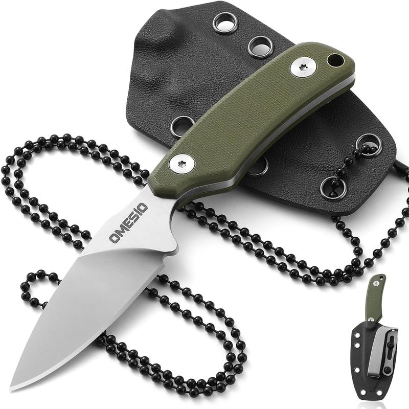 Omesio mini hanging neck knife with leather case necklace outdoor portable kitchenware suitable for EDC hiking and camping kitchenware