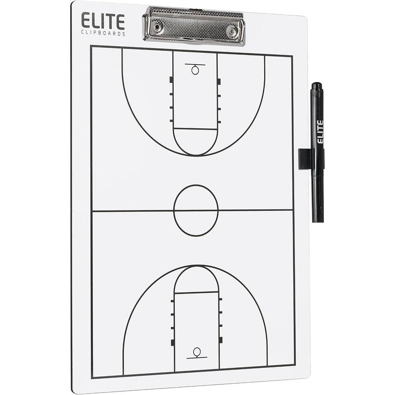 Basketball White Dry Erase Coaches Clipboard | Double-Side Basketball Coaching Whiteboard with Marker