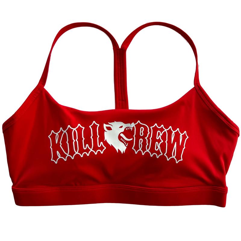 [Kill Crew] Classic Sports Bra - Red   White, Womens, Gymwear, Comfortable