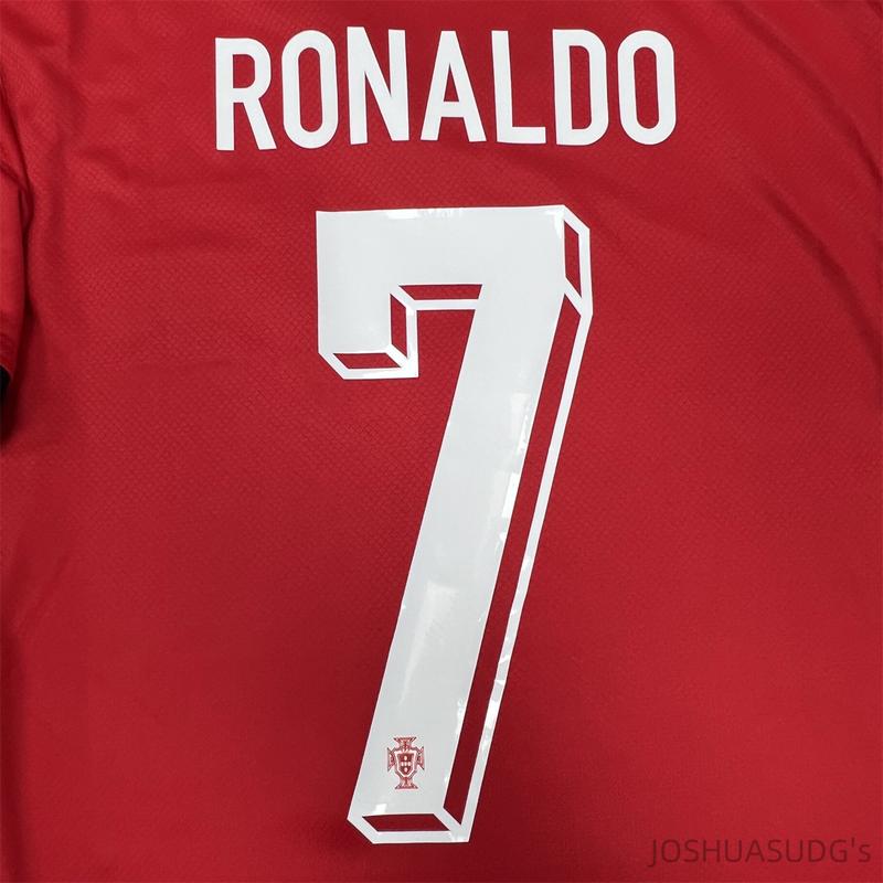 Euro 2024 Portugal Home Cristiano Ronaldo NO.7 Red Short Sleeve Football Jersey