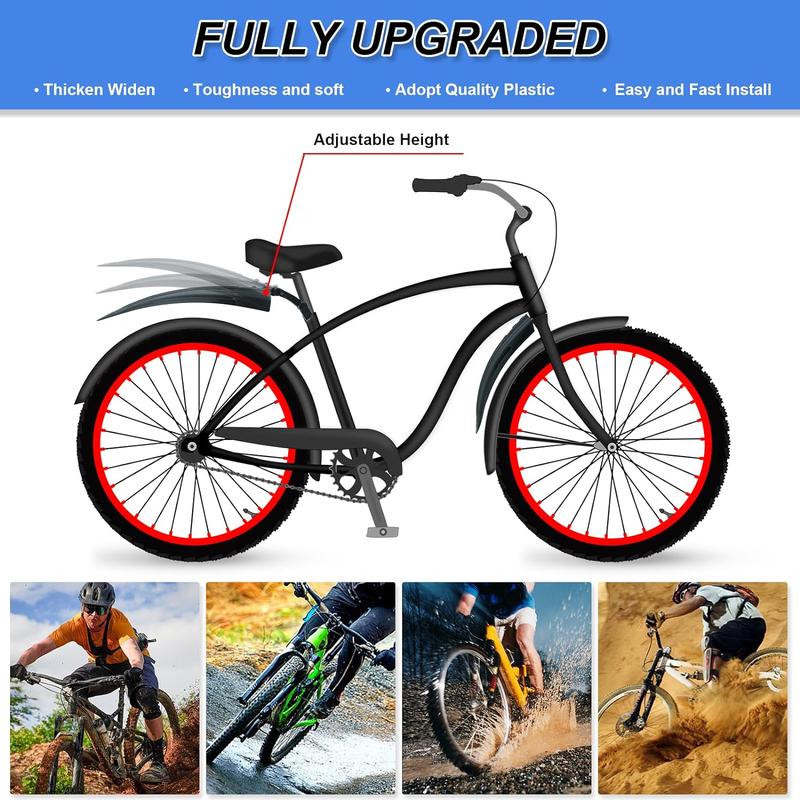 Bike Fender Set, 2 Counts Bicycle Front & Rear Mudguard, Portable Adjustable Mountain Bike Cycling Tires Front and Rear Mud Guard, Bicycle Accessories for Cycling