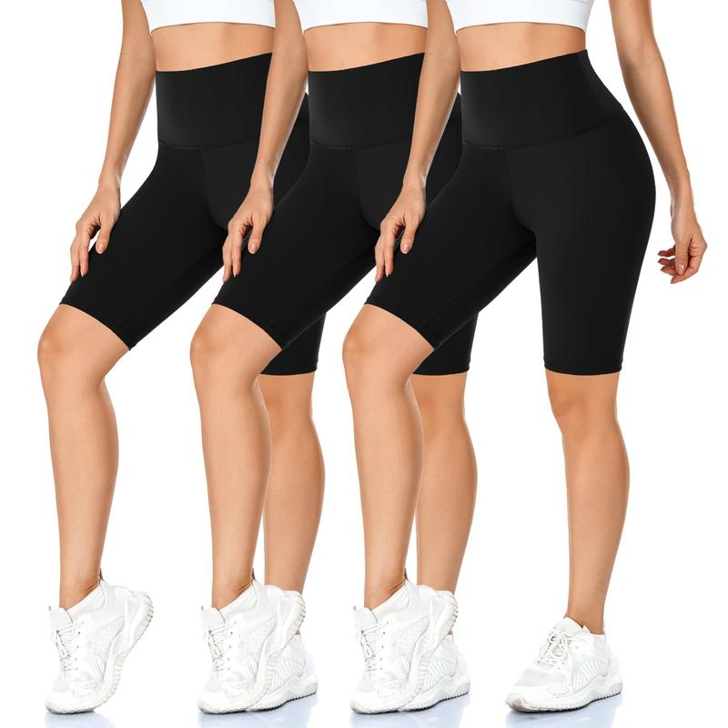 3 Pack 8‘’ Buttery Soft Workout Biker Shorts for Women - High Waist Tummy Control Yoga Running Gym Athletic Shorts