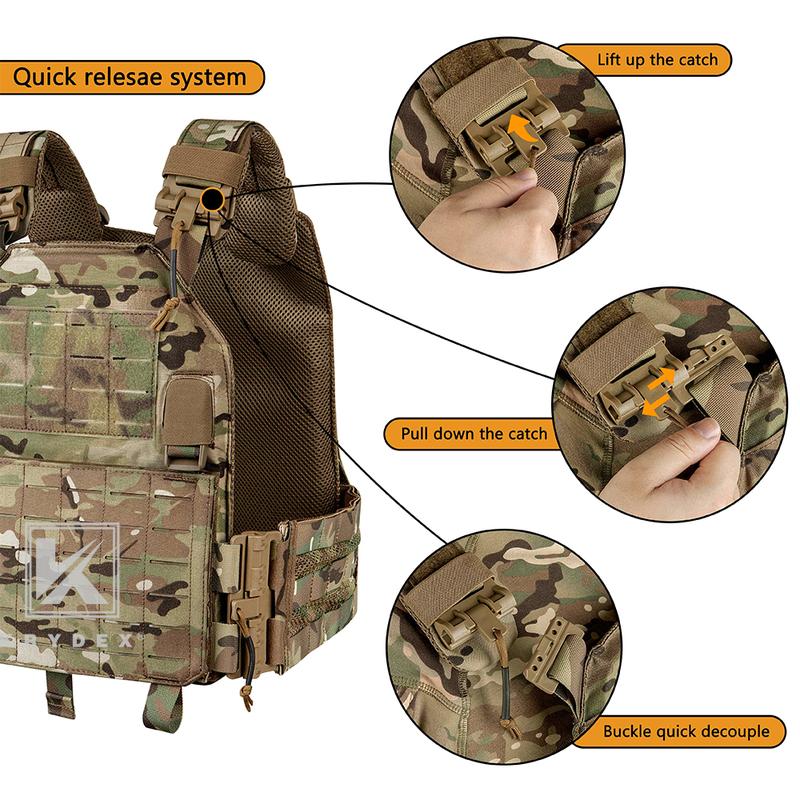 KRYDEX Quick Release Molle Plate Carrier Body Armor Airsoft Tactical Combat Vest With Plates tactical vest