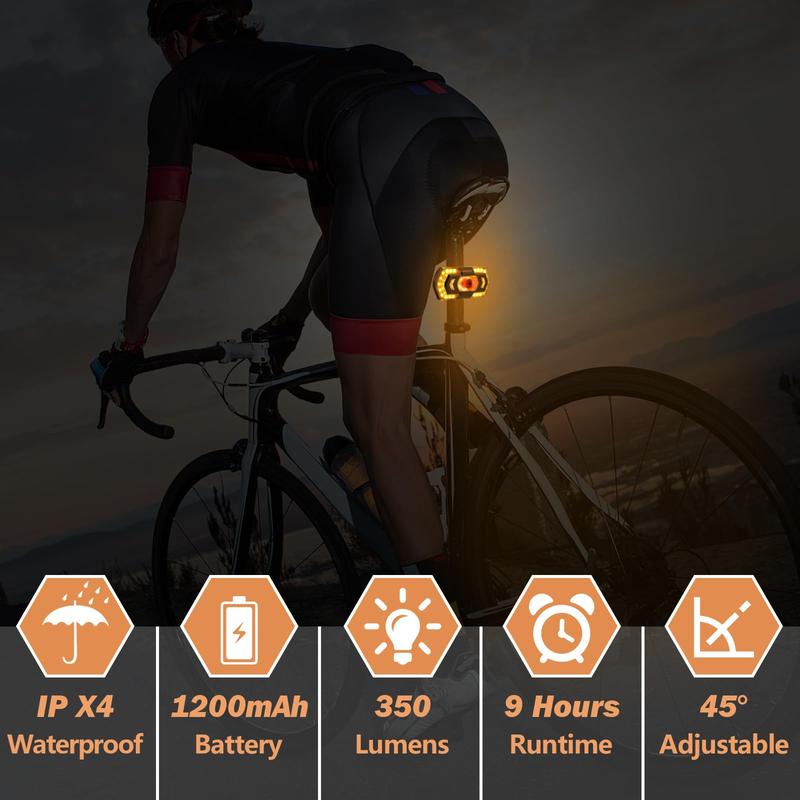 Bike Tail Light with Turn Signals, Rear Bike Light Remote Control, Bicycle Blinker USB Rechargeable, Waterproof Taillight for Night Cycling and Outdoor Cycling Bike Gears Christmas Gift