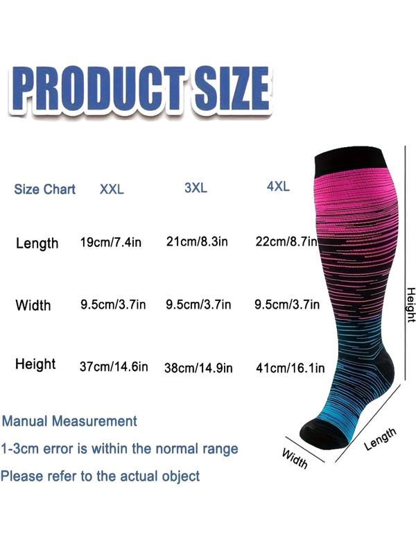 Unisex's Colorblock Striped Print Socks, Comfy Breathable Sports Socks for Running Hiking, Athletic Socks for Men & Women