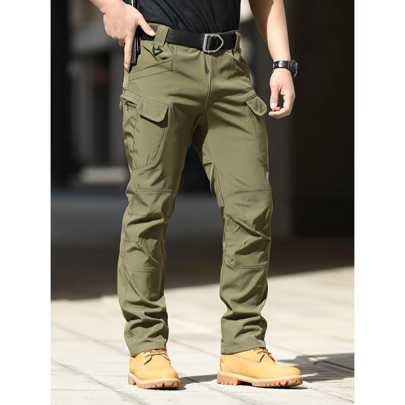 2 Pack Men's Tactical Pants Waterproof Resistant Warm Ripstop Cargo Pants Lightweight Outdoor Hiking Pants With Multi Pockets (No Belt)