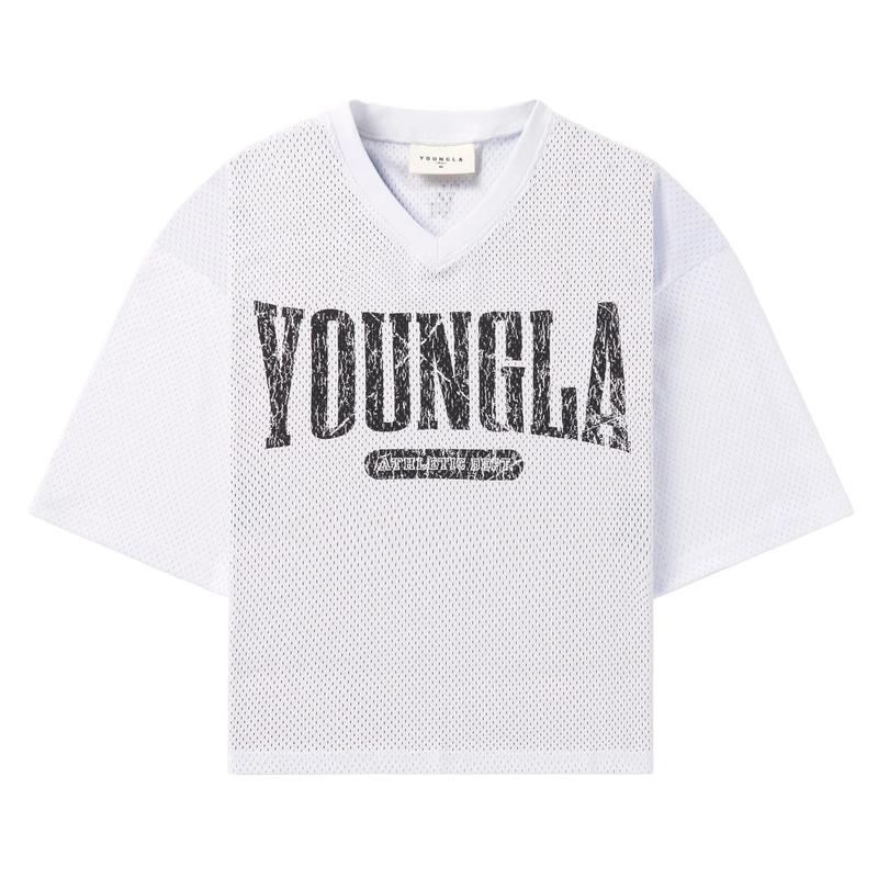 YOUNGLA American Oversize T-shirt Men's Exercise and Fitness Quick-Drying Breathable Large Mesh Short Sleeves