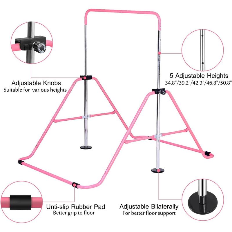 Expandable Gymnastics Bars with Ring, Adjustable Height Gymnastic Horizontal Bars, Gym Junior  Bar  Folding  Monkey Bars for