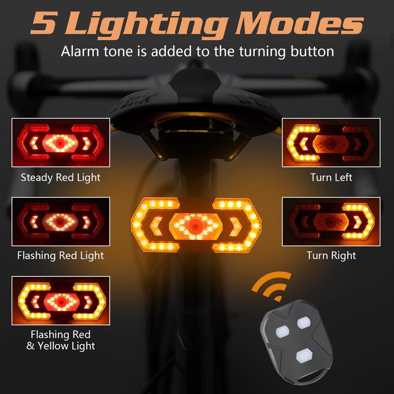 Bike Tail Light with Turn Signals, Rear Bike Light Remote Control, Bicycle Blinker USB Rechargeable, Waterproof Taillight for Night Cycling and Outdoor Cycling Bike Gears Christmas Gift