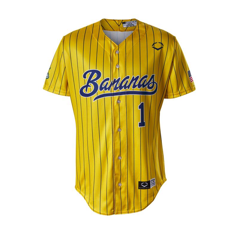 Men's Banana Ev0Shield Baseball Jersey - Yellow Pin Stripe Hot For Fans