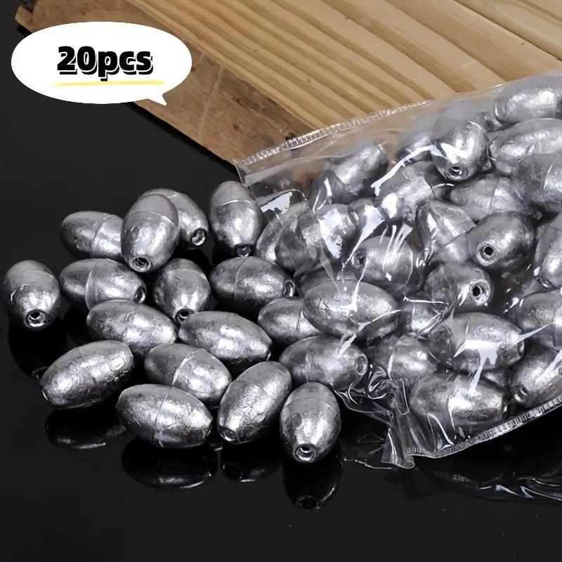 Egg Shaped Fishing Sinker, 20pcs Olive Shaped Fishing Sinker Weights, Casting for Fishing Bottom, Fishing Gear for Freshwater Saltwater, Christmas Gift