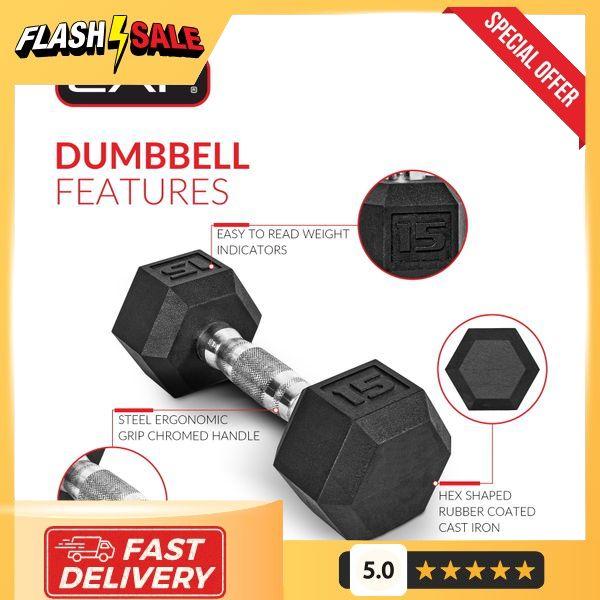 CAP Barbell, 20lb Coated Rubber Hex Dumbbell, Pair