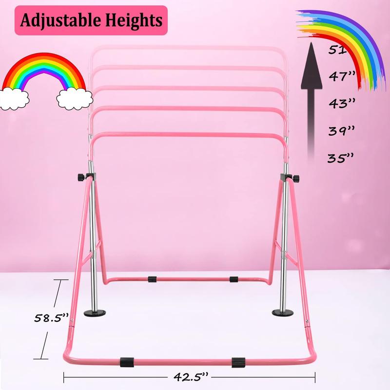 Expandable Gymnastics Bars with Ring, Adjustable Height Gymnastic Horizontal Bars, Gym Junior  Bar  Folding  Monkey Bars for