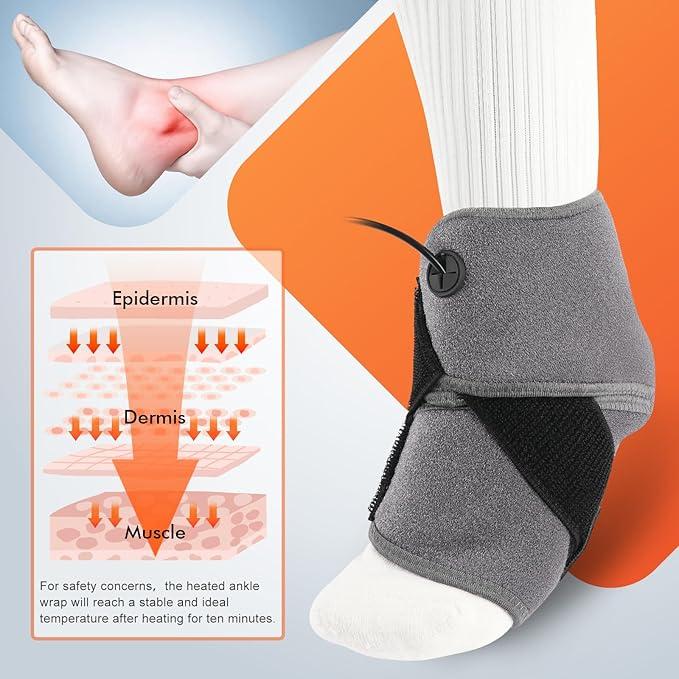 Aroma Season Ankle Heating Pad, Heated Ankle Wrap, Warm Therapy for Sports Injury Relief, Warm Compress for Ankle Sprains Recovery