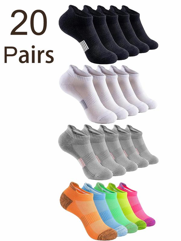 Women's Striped Print Sports Socks, Sporty Breathable Comfortable Ankle Socks, Multipack Knit Socks for Women, Athletic Socks for Daily Wear