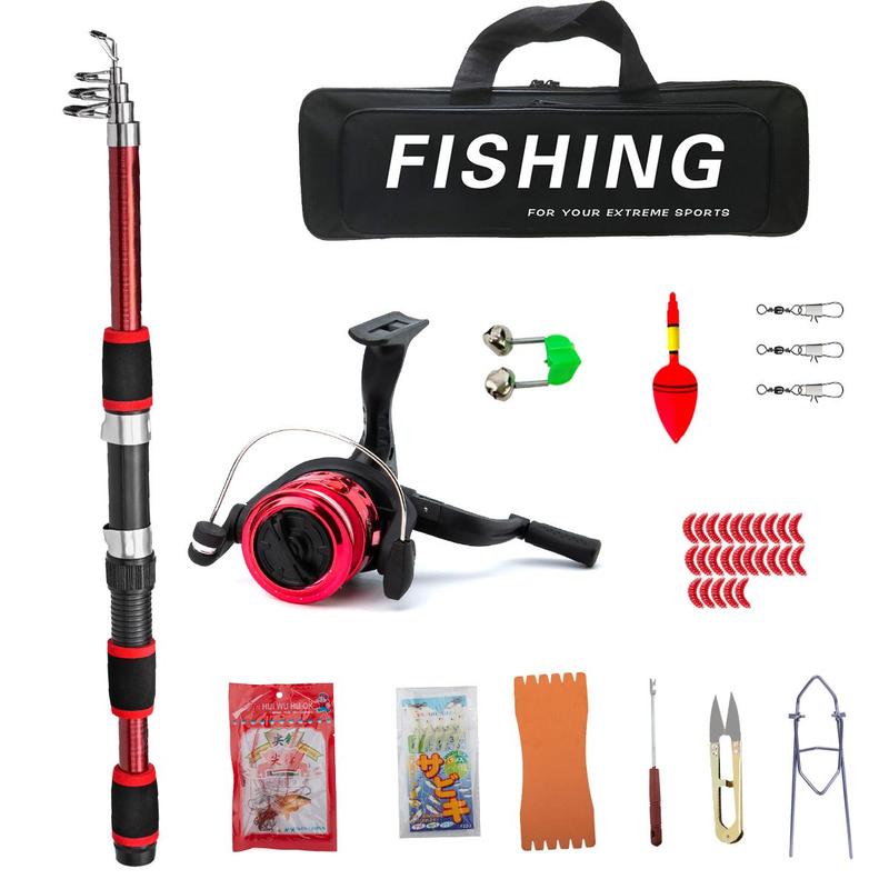 Fishing Rod & Fishing Reel Set, Portable Telescopic Fishing Rod & Spinning Reel Set, Fishing Accessories for Outdoor Fishing