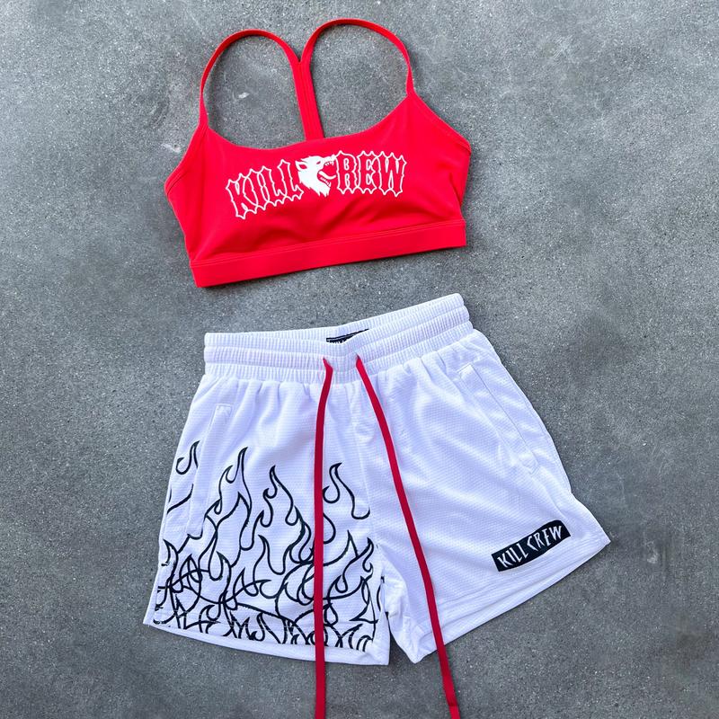 [Kill Crew] Classic Sports Bra - Red   White, Womens, Gymwear, Comfortable