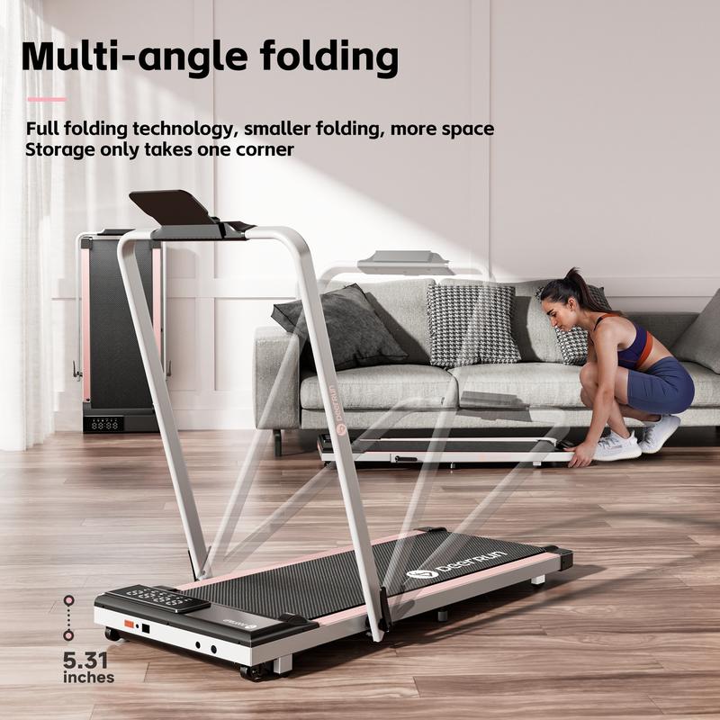 DeerRun A5Pro Treadmills 3 in 1 Under Desk Foldable Workout From Home Walking Pad 300lbs Capacity 3.0HP Quiet Running Machine Installation-Free