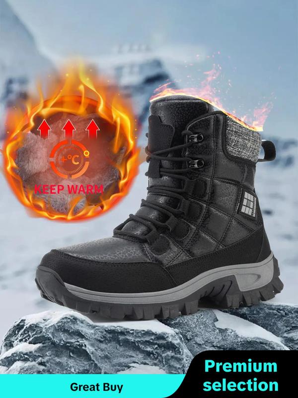 Men's Tactical Hiking Boots, Wear-resistant Non-slip Snow Boot, Winter Outdoor Camping Trekking Outdoor Shoes, Warm Ankle Snow Boots