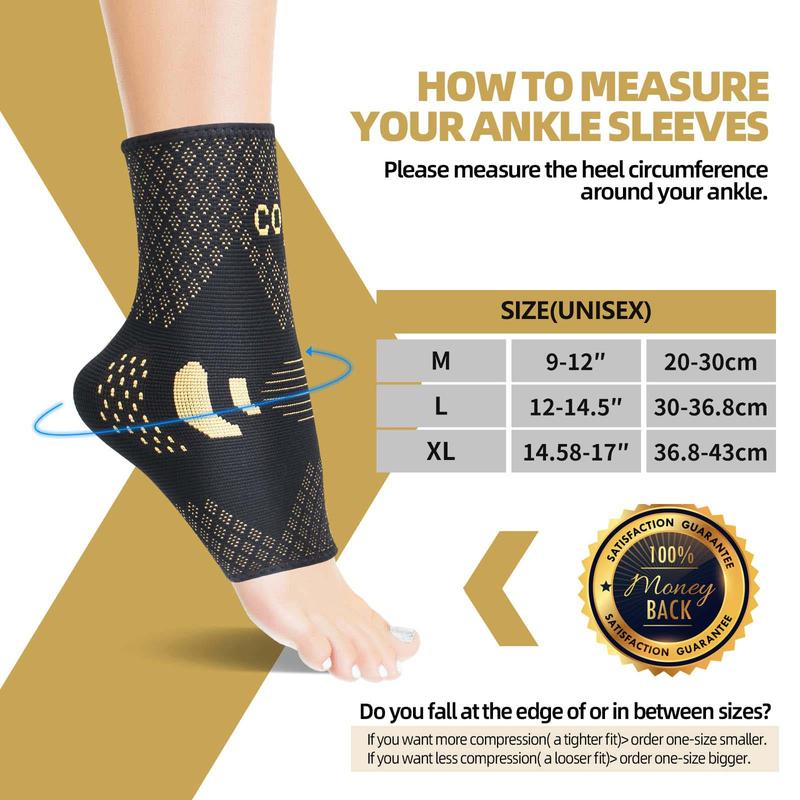 Lightweight Breathable Copper Ankle Pads (1 Pair), Suitable for Tennis, Long Jump, Mountain Climbing and Other Sports, Protective Gear, Christmas, Christmas Gift