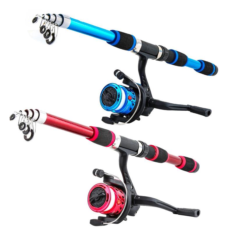 Fishing Rod & Fishing Reel Set, Portable Telescopic Fishing Rod & Spinning Reel Set, Fishing Accessories for Outdoor Fishing