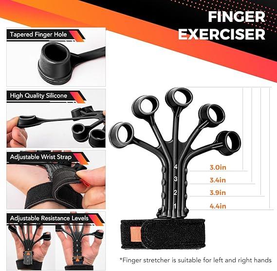 5 PCS Grip Strengthener Workout Kit, Forearm Grip Adjustable Resistance Hand Gripper, Finger Exerciser, Grip Ring & Stress Relief Grip Ball, Home Gym