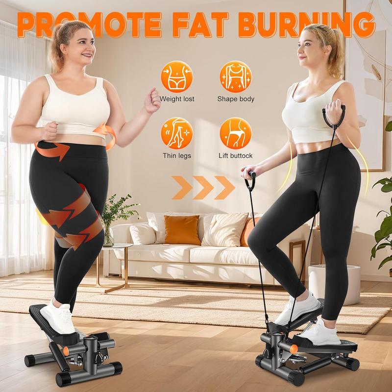 Stair Steppers for Excercise, Mini Stepper with Resistance Bands, Hydraulic Fitness Stepper Exercise Home Workout Equipment for Full Body Workout, 330LBS